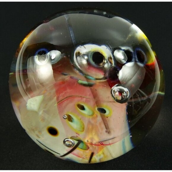 Ione Thorkelsson Signed Art Glass Paperweight 1995 Canadian Studio Abstract - Picture 4 of 16